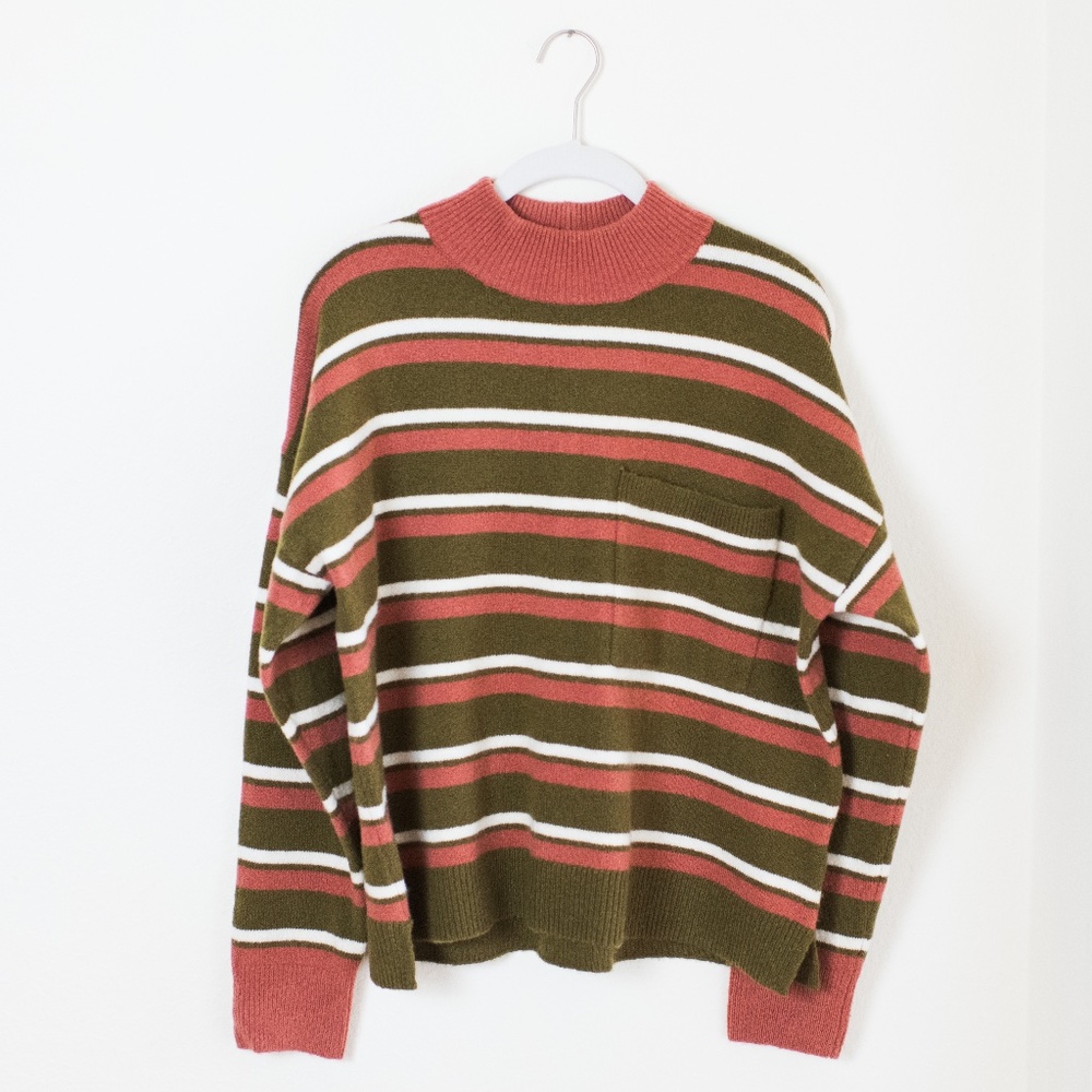 Madewell Olive Striped Sweater